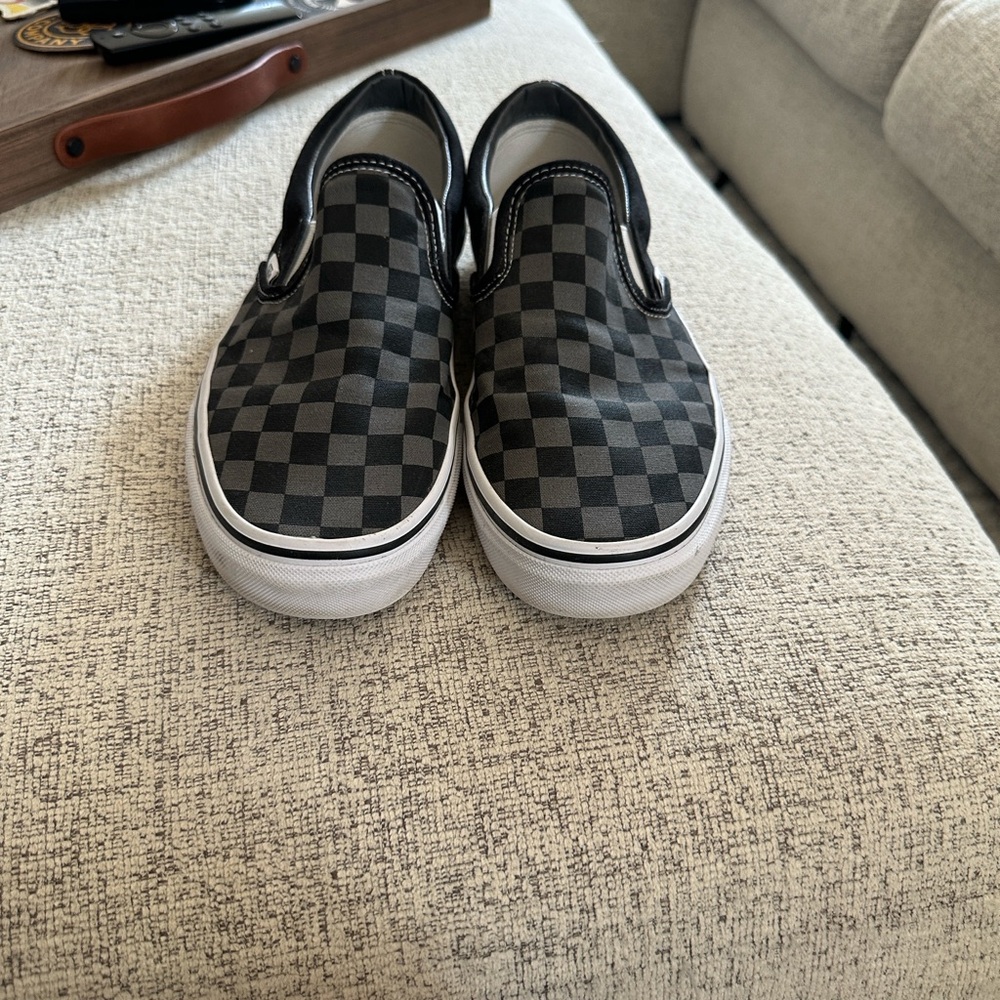 Vans Black and Gray Checkered Slip-On Sneakers